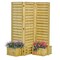 Brown Fir Wood 3-Panel Privacy Screen with 4 Built-in Planters